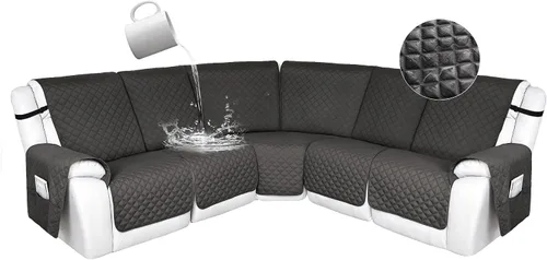 Vista 33 de HDCAXKJ Fundas de sofá seccional reclinable 100% impermeable, forma de L, funda de sofá reclinable lavable acolchada suave para mascotas, perro