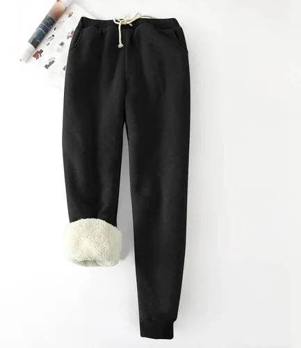 Vista 4 de Pantalones inferiores estampados Mujer bolsillos Lana Cordero Pantalones chándal elásticos Lazo Pantalones Felpa