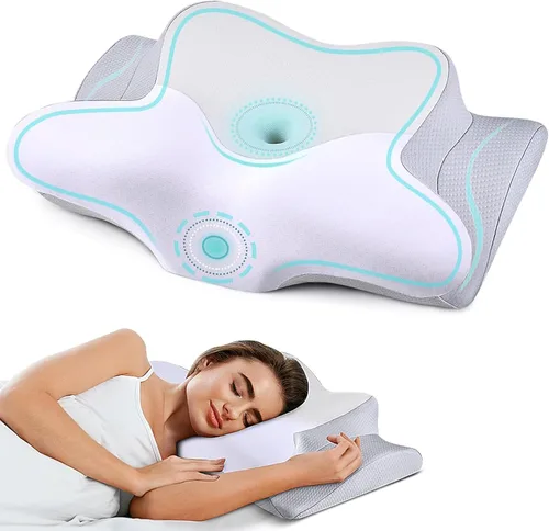 Vista 9 de Almohada cervical para el cuello – Almohada ergonómica para dormir de lado para aliviar el dolor, almohada cervical refrescante para dormir