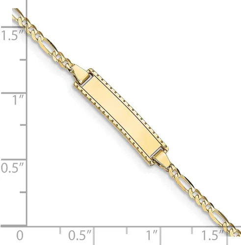 Vista 3 de Jewels By Lux Pulsera de identificación de eslabones Figaro personalizada de oro amarillo de 10 quilates grabable para mujer, longitud 6 pulgadas
