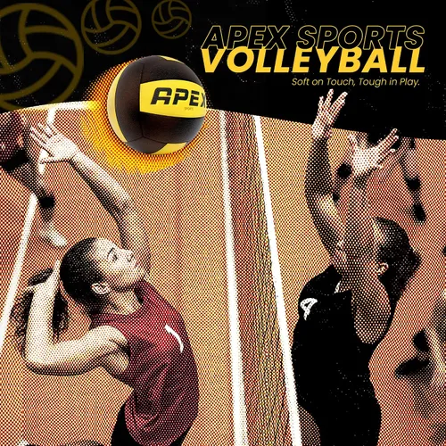 Vista 5 de Apex Sports Voleibol profesional - Tamaño y peso oficiales, calidad premium, alta visibilidad, negro y amarillo, ideal para juegos competitivos