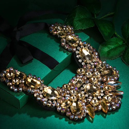 Vista 5 de Flyonce Collar de cristal con diamantes de imitación para mujeres y niñas, bisutería
