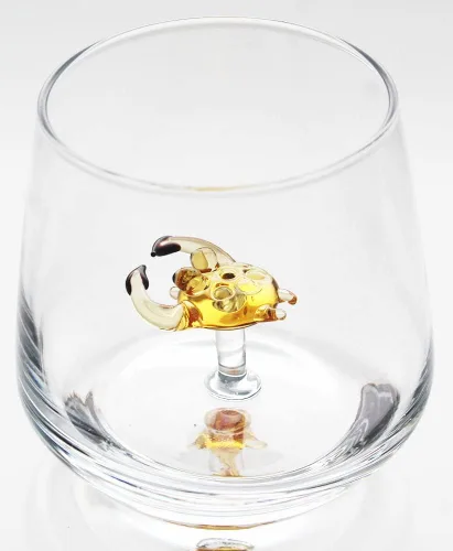 Vista 3 de Taza de vidrio 3D con bonita figura de animal en el interior, figura de cangrejo de vidrio soplado a mano en el interior, vaso sin tallo para vino