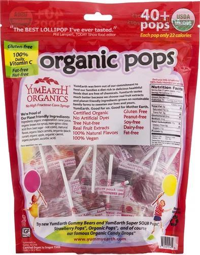Vista 3 de YumEarth Organics Organic Pops, bolsas de 4 onzas, 4 piezas por bolsa, caramelo de azúcar