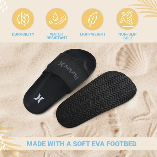 Vista 5 de Hurley Naia - Sandalias de deslizar para niñas y niños, pantuflas de puesta fácil con correa ajustable, sandalias para niños