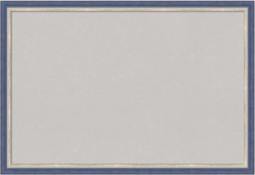 Vista 18 de Amanti Art Grey Cork Board for Wall, 14x20 Vision Board with Blue Wood Frame, Small Corkboard Office Decor for Home Organization, Country Rustic