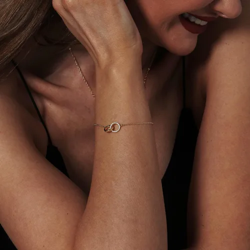 Vista 7 de Collner Pulsera delicada de oro para mujer, chapada en oro de 14 quilates, ligera, pulsera de cadena de espiga de espiga con círculo, dije