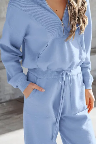 Vista 160 de PRETTYGARDEN Conjunto de suéter de 2 piezas para mujer, sudadera con cremallera, pantalones deportivos, ropa casual