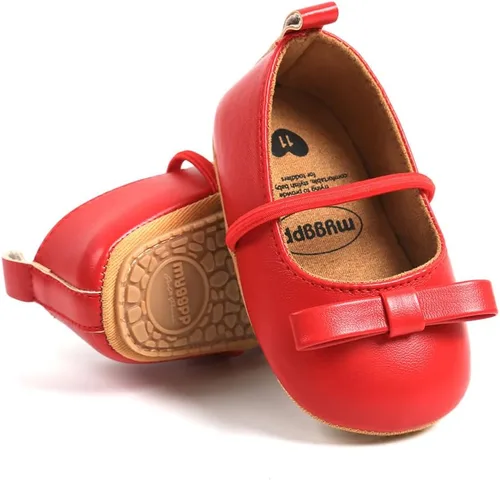 Vista 4 de Zapatos planos Mary Jane para bebé, zapatos de vestir de princesa para boda, suela antideslizante suave, zapatos para primeros pasos, para bebés