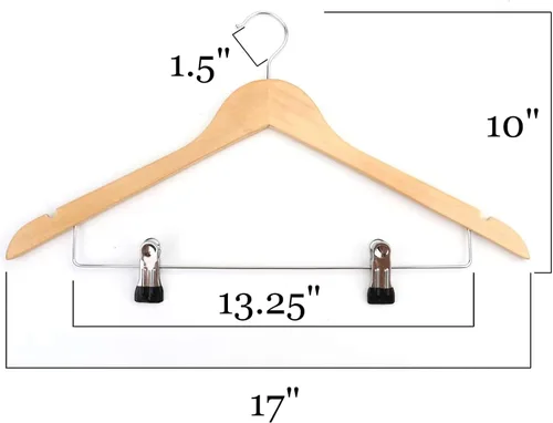 Vista 2 de Tosnail 10 ganchos de madera con clips de acero y ganchos, para faldas