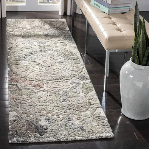 Vista 11 de SAFAVIEH Marquee Collection - Alfombra decorativa, 2 x 3 pies, beige y marfil, lana de medallón de mandala hecha a mano, ideal para zonas de alto