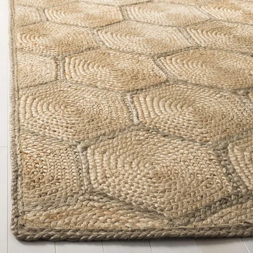 Vista 3 de SAFAVIEH Natural Fiber Collection - Alfombra decorativa, 2 x 3 pies, natural y gris, yute tejido de panal hecho a mano, ideal para zonas de alto