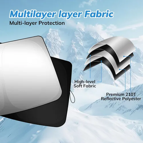 Vista 7 de Parasol para parabrisas delantero compatible con GMC (2019-2024) Sierra 1500 2500 3500 SLT, AT4, Denali Pickup Accesorios - 210T Protector solar