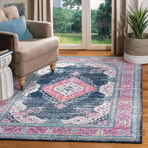 Vista 11 de SAFAVIEH Evoke Collection EVK250A - Alfombra de pasillo, 2 pies 2 pulgadas x 7 pies, color crema y fucsia, diseño oriental Shabby chic, no desprende