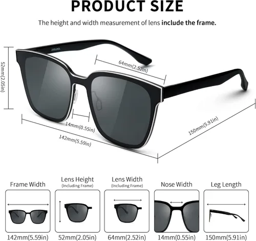 Vista 6 de Zeelool Gafas de sol polarizadas cuadradas de magnesio de aluminio para mujeres y hombres, protección UV400, unisex, marco de metal ligero ZSM0064