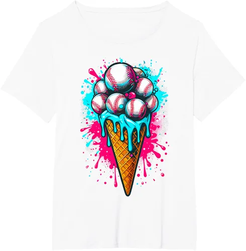 Vista 55 de Camiseta de béisbol de acuarela de helado de béisbol