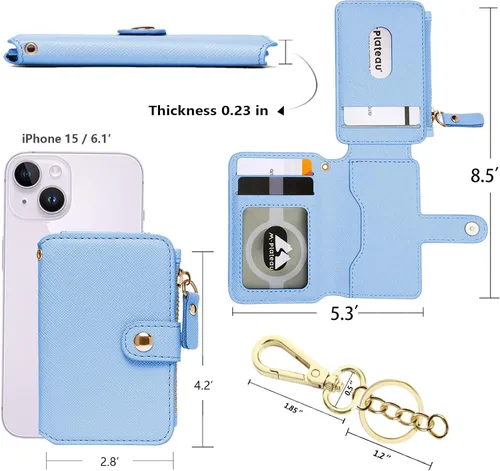 Vista 82 de Cartera con llavero, tarjetero con bloqueo RFID de piel, funda para tarjetas de crédito con cremallera para mujer