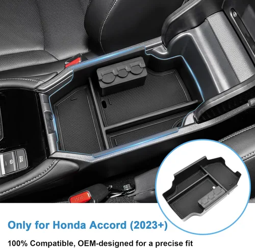 Vista 2 de 2023 2024 2025 Organizador de Consola Central para Honda Accord Hybrid (LX/EX/EX-L/Sport/Sport-L/Touring), Bandeja de Consola Duradera de Plástico