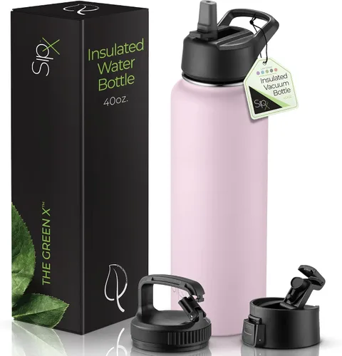Vista 38 de SIPX™ Botella de Agua Aislada de 18 oz con 3 Tapas – Acero Inoxidable a Prueba de Fugas, Triple Aislamiento – Frío 24 Horas/Caliente 12 Horas