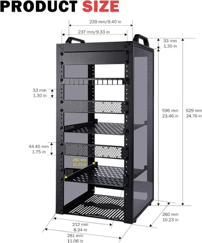 Vista 2 de GeeekPi DeskPi RackMate T2 Rack de Red de 12U, Mini Rack de Servidores de 10 Pulgadas para Equipos de Red, Servidores, Audio y Video, Montaje