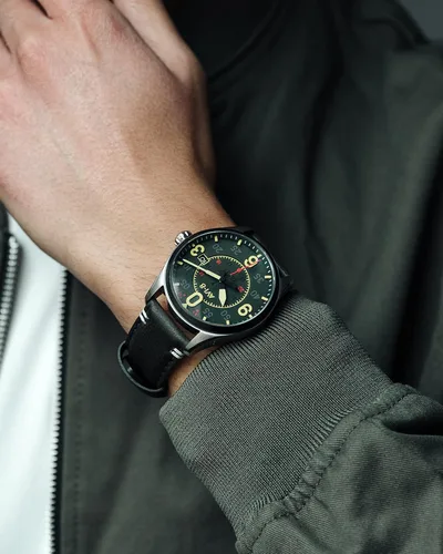 Vista 3 de AVI-8 Mens 42mm Spitfire Smith Automatic Watch with Leather Strap AV-4090