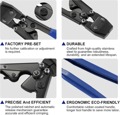 Vista 2 de Herramienta de abrazadera de cincha PEX para abrazaderas de acero inoxidable de 3/8" a 1", con 20 piezas de anillos de abrazadera de cincha PEX