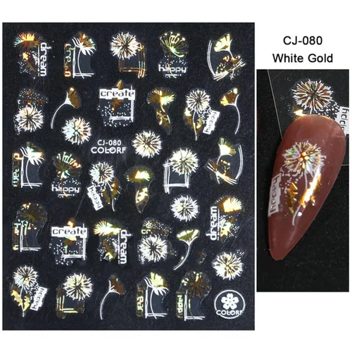 Vista 7 de 6 hojas de calcomanías para uñas de otoño, Acción de Gracias, 3D, autoadhesivas, hojas de arce, suministros de arte de uñas, flores de oro blanco