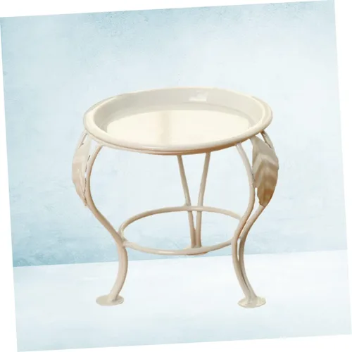 Vista 2 de Outanaya Soporte de metal blanco para plantas de interior, para exhibición de suculentas y decoración de balcón, soporte elevado resistente