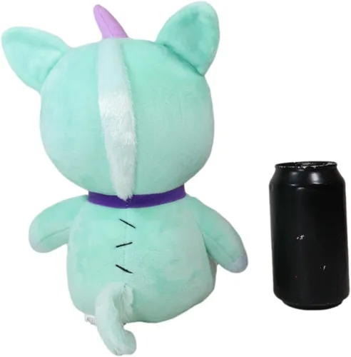 Vista 8 de Ebros Gift Furrybones más grande azul cielo unicornio encantado Unie lindo esqueleto monstruo con cuerno rosa, figura suave, huesos peludos