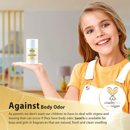 Vista 2 de Lucci's Childrens Grooming Supply Desodorante infantil para niñas y niños – Desodorante vegano y a base de plantas para niños – Natural sin OMG sin