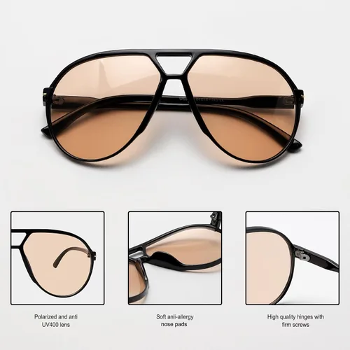 Vista 5 de Lentes de sol estilo aviador retro para mujeres y hombres, de gran tamaño, clásicos de los años 70, vintage, a la moda, sin enredos, cuadrados