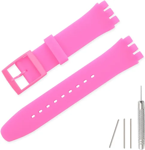 Vista 16 de Lijinlan Correa de silicona de repuesto para Swatch de 0.669 in, 0.748 in, 0.787 in, correa de reloj impermeable para Swatch Negro