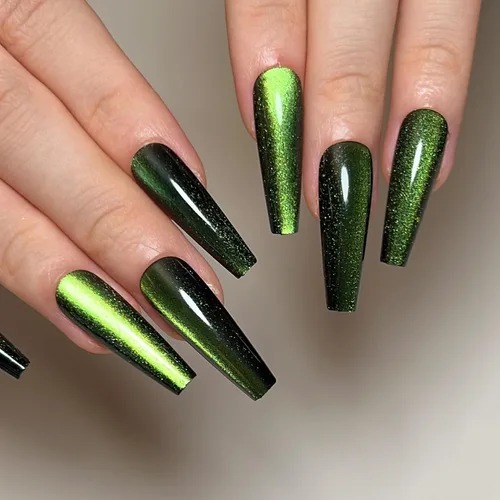 Vista 19 de Uñas postizas a presión largas, con brillo azul y diseño, acabado acrílico brillante, de cobertura completa, uñas postizas reutilizables para l002