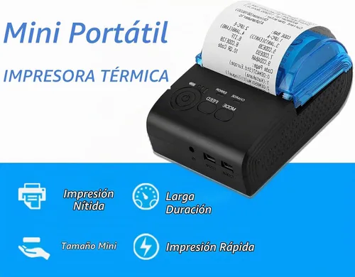 Vista 2 de Yoidesu Mini impresora de recibos, impresora térmica portátil Bluetooth portátil de 2.283 in, compatible con Android VISTA Linux, impresora