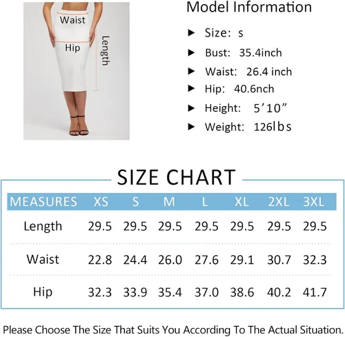 Vista 7 de THE GYM PEOPLE Faldas de tubo de cintura alta con control de abdomen para mujer, falda por debajo de la rodilla con abertura trasera
