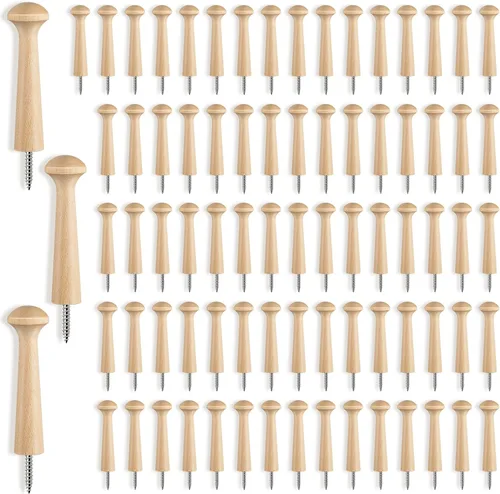 Vista 8 de 10 piezas de clavijas de madera para coctelera con tornillos de 3.62 pulgadas de largo, estantes de madera sin acabar para colgar ropa, sombreros