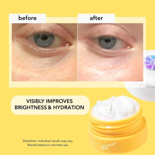 Vista 4 de Saturday Skin Yuzu - Bálsamo para ojos con vitamina C, crema iluminadora para debajo de los ojos apretados, niacinamida coreana, cafeína