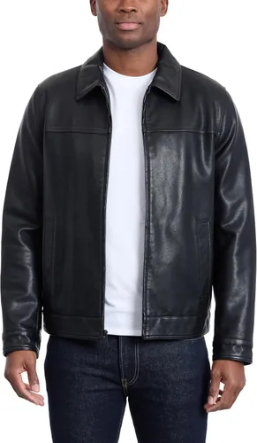 Vista 2 de Tommy Hilfiger Chaqueta clásica de piel sintética, para hombre Negro