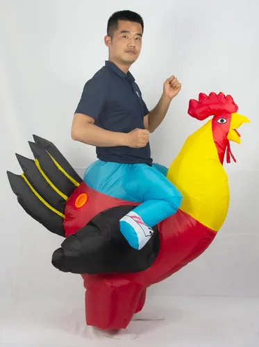 Vista 6 de JYZCOS Disfraz inflable de gallo para adultos disfraz de gallo de Halloween gallo dorado para adultos Adulto