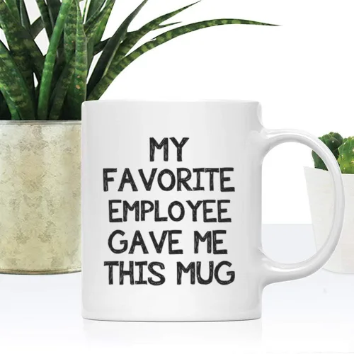 Vista 3 de Funny Boss - Taza de café de oficina – Regalo para mi empleado favorito – Regalo de oficina de broma para el mejor jefe – Cumpleaños únicos y – Taza