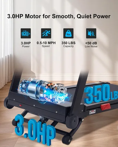 Vista 3 de ATEEDGE Cinta de correr con inclinación automática, 20% de inclinación, 3.0 HP, máquina de correr de 10 MPH, correa ancha de 18.5 pulgadas