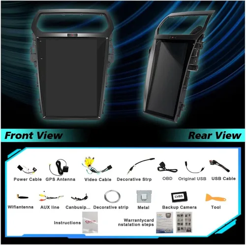Vista 5 de CUSP Radio para Ford Explorer 2011-2019, estéreo de coche Android de 12.1 pulgadas con pantalla táctil IPS vertical, 2 GB de RAM, 32 GB