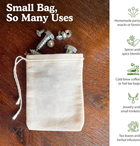 Vista 4 de Regency Wraps Bolsas con cordón 100% algodón, especias y té, 3 x 4, paquete