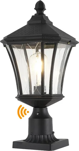Vista 8 de Luces solares para poste del atardecer al amanecer, lámparas solares para exteriores con base de montaje en muelle, cabezal de luces exteriores