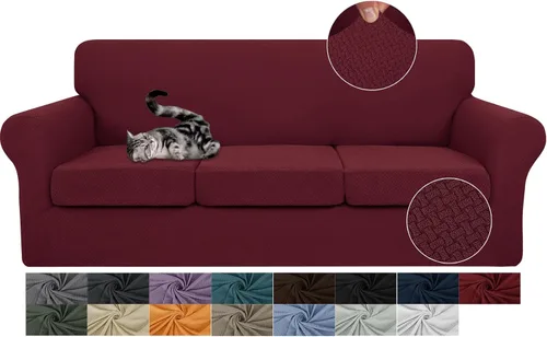 Vista 25 de JIVINER Fundas de sofá de 3 piezas para sofá de 2 cojines, funda elástica para sofá con 2 fundas de cojín de asiento extra grandes, fundas de sofá