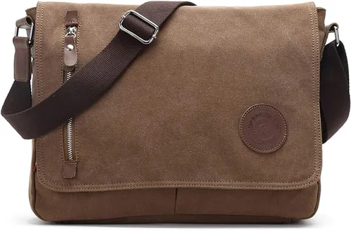Vista 10 de HuaChen Vintage Canvas Messenger Bag,Travel Shoulder Satchel Unisex Crossbody Purse Bookbag for 14 Inch Laptop