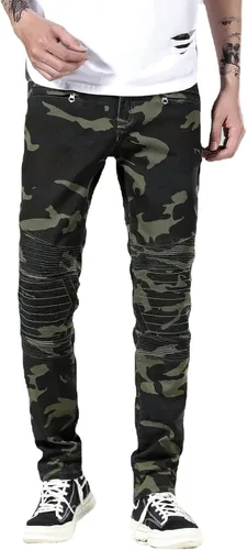 Vista 2 de Liuhond Skinny Slim Fashion - Jeans elásticos de motociclista de Hip Hop con agujeros rectos rasgados