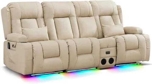 Vista 12 de URRED Sofá reclinable Power Loveseat con masaje y calor, gris ceniza