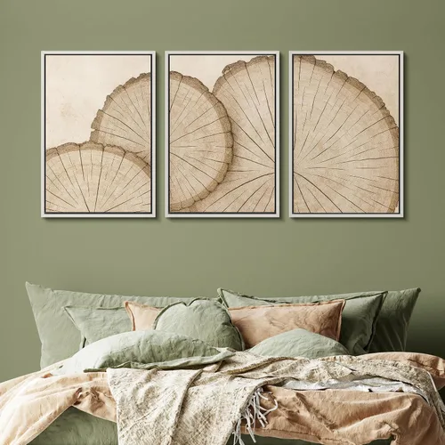 Vista 102 de SIGNFORD - Set de obras de arte en lienzo enmarcado para pared, ilustraciones abstractas de neblina del desierto en tonos neutros beige y marrón