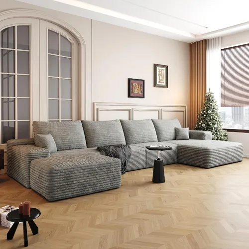 Vista 68 de Sofás seccionales de 105" para sala de estar, sofá cloud con forma de L tapizado, sofás modulares sin estructura rígida, sofá seccional moderno